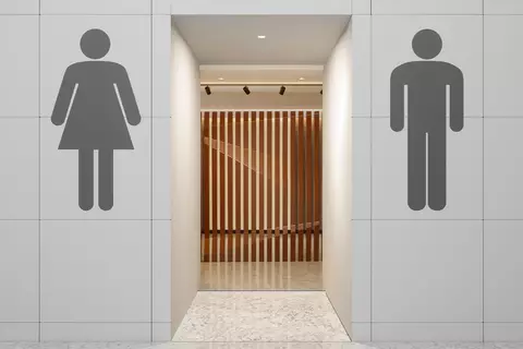 Eingang öffentlicher Toiletten für Damen und Herren